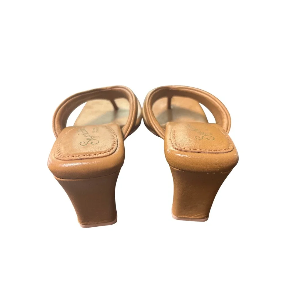 Seychelles Womens Tan Leather Square Toe Block Heel Sandals Size 7.5 - WD